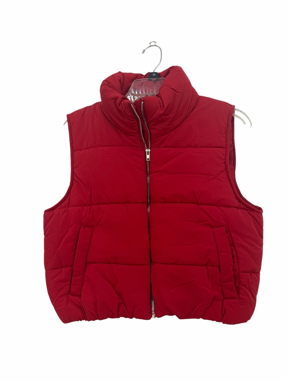 Ambiance Red Quilted Cropped Puffer Vest NWT